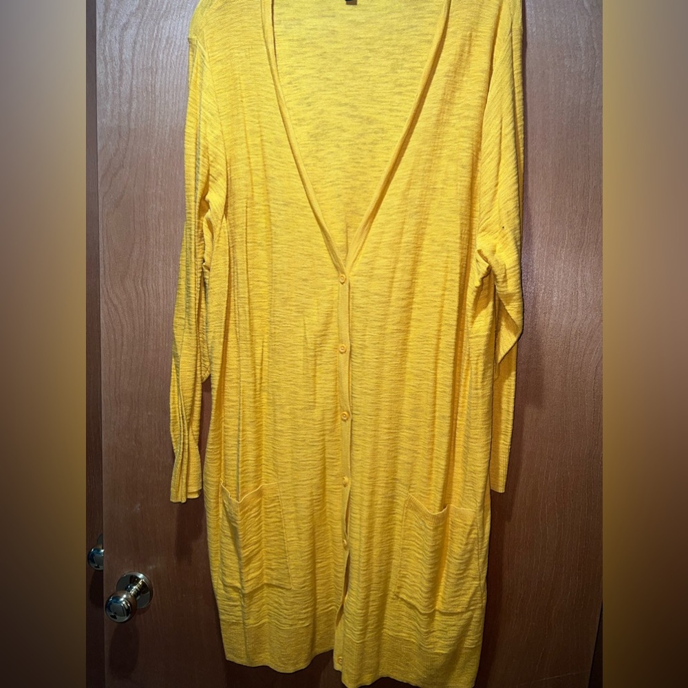 Slub Boyfriend Cardigan Button-Front Sweater